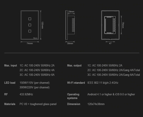 3 - Sonoff 2 Botão-touch T2 Us Rf 433mhz & Interruptor Wi-fi