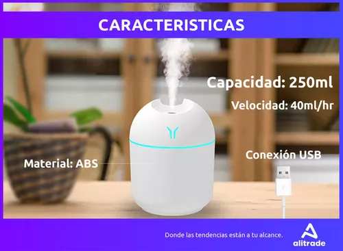 Difusor de aire eléctrico portátil, humidificador de aire, cuidado del  hogar, espray continuo/intermitente, USB, 250Ml