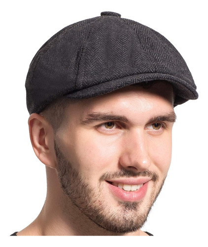 Gatsby Newsboy Hat Hombres Mujeres Classic Herringbone 8 Pan