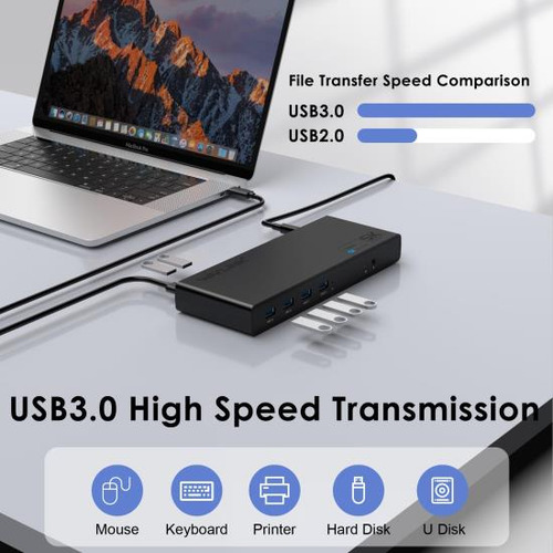 Estación De Acoplamiento Usb C Con Carga Para Computadora Po