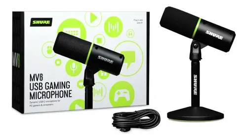 Microfone USB Shure MV6 Gamer para Streaming com Isolamento de Voz