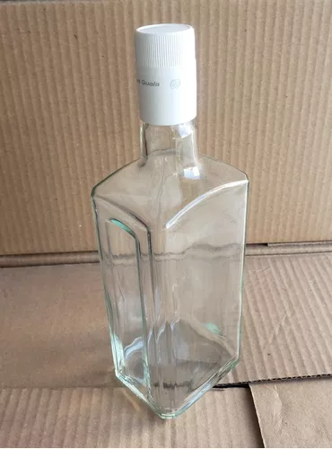 Botella De Vidrio Redonda 1 Litro Con Tapa Guala 12 Piezas
