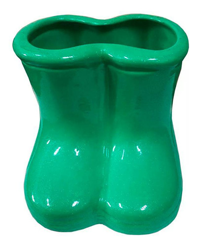 Vaso Botinha Galocha Em Cerâmica Decorativa - Verde