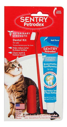 Kit Dental Gato Sentry Petrodex Malta. Np Sabor Malta