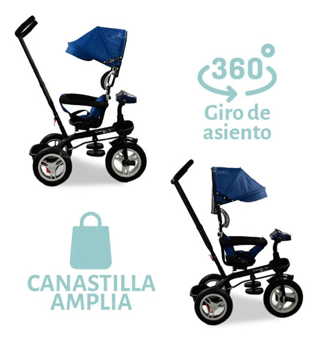 Triciclo Confetyworld Multifuncional 360 T19 Azul Acero