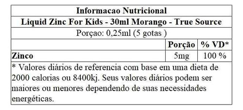 Liquid Zinc For Kids - 30ml Morango - True Source