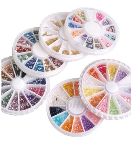 ¡ Kit X2 Carrusel Nail Art De Decorativo Gemas Cristales  !!