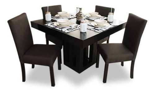 Comedor Minimalista Mod Brasil 4 Sillas Gris