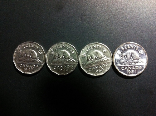 4 Monedas De Canadá Rey George V Castor Colección Oferta  