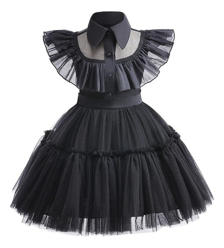 Vestido De Princesa De Malla Hueca Old Baby Wednesday Adams