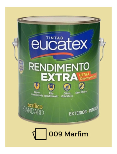 Tinta Interna E Externa Eucatex Rendimento Extra - 3,6 Gl Marfim