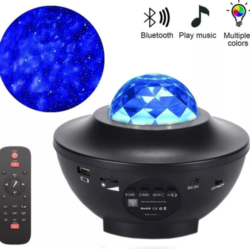 Proyector Galaxia Parlante Bluetooth Luz De Noche C/remoto Color de la estructura Negro