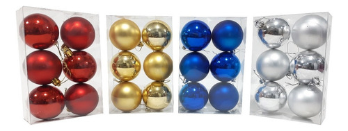 Adornos De Navidad Bolas 7cm X24 Unid * Sheshu Navidad Color Azul