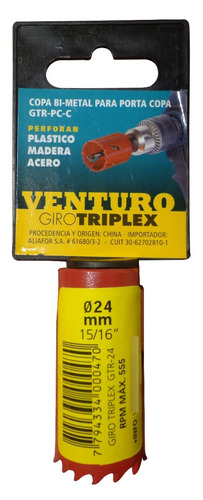 Copa Bimetálica Acero Madera  G/ Triplex 24mm Gtr-24 Venturo