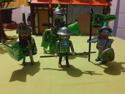 Playmobil,lote Caballeros Medievales Ejercito Verde!!!