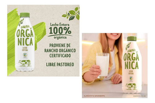 2 Leche Lala Entera Orgánica 1 Lt C/u