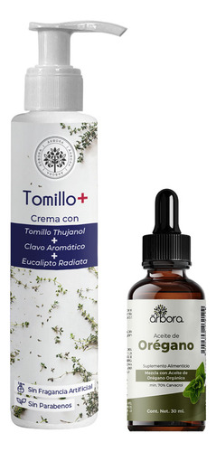 Kit Crema De Tomillo Thujanol 90ml + Aceite De Orégano 30ml