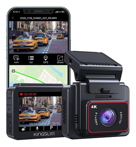 Dashcam P/ Coche Kingslim D5-4k Gps-wifi, Cámara Delantera