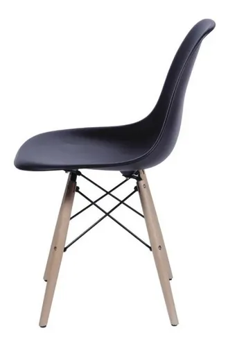 Silla de comedor BoxBit DKR Eames base madera color negro x 2 unidades