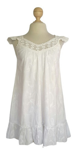 Vestido Corto Estilo Sundress Tono Blanco Polar