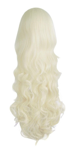 Imagen 4 de 4 de Peluca Cosplay Ondulada 80cm Kanekalon Rubio Extra Claro
