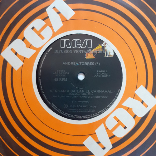 Vinilo Simple - Andrea Torres (vengan A Bailar El Carnaval) (Usado)