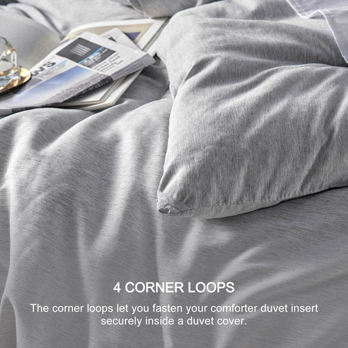 Cozylux Cama Queen Size Edredon Juego 3 Pz Gris Suave Grey Solido