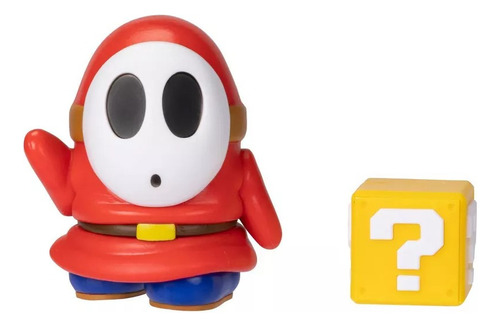 Shy Guy + Question Block Articulado 10cm Jakks Pacific Mario