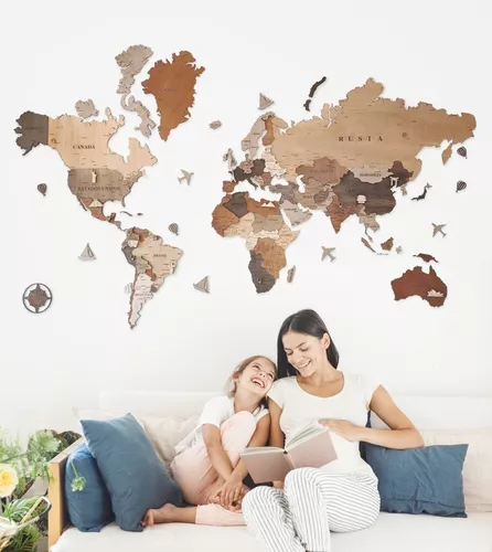 Mapamundi de madera - Espacio  El mejor mapa de pared para tu hogar –  Wooden World Map