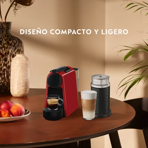 Máquina Nespresso Essenza Mini Roja & Espumador De Leche