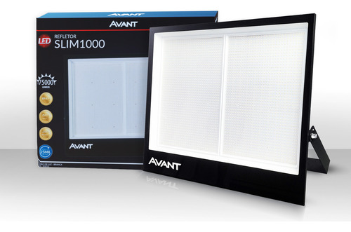 Refletor Led Slim 1000w 6500k Branco Frio 127/220v Ip66 Preto Cod: 259911373 Avant