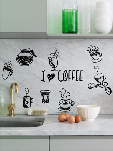 Vinilos Decorativos! Modelos  Cocina  I Love Coffe Cafe 30cm