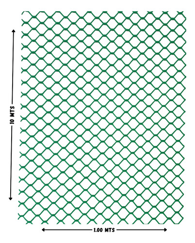 Tejidos Cerramiento Malla Plastico Rombo N4, 10 X 1,00 Mts. Verde