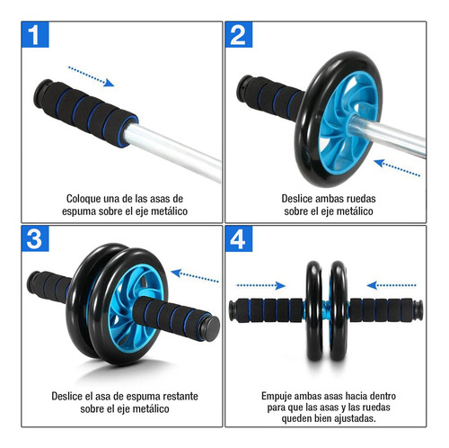 Kit Ejercicio 12 Rodillo Abdominal Barras Push-up Ejercitado
