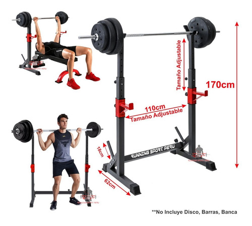 Imagen 2 de 8 de Rack Squat Premium Soporte Sentadilla Pecho Gym