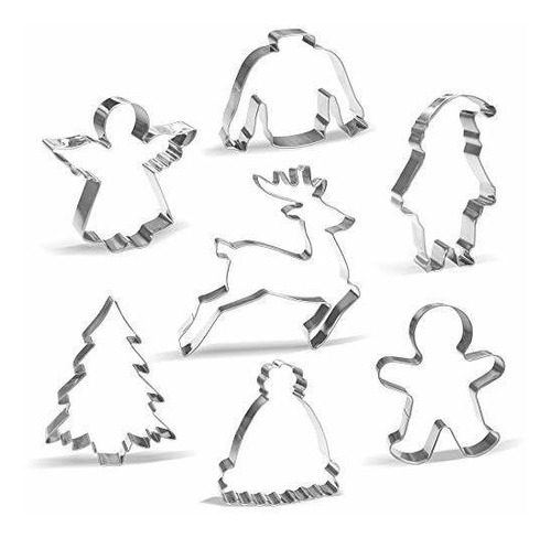 Large Christmas Cookie Cutter Set - 7 Piece - Stainless Stee