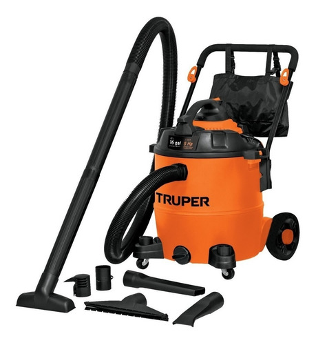 Imagen 2 de 4 de Aspiradora Truper ASPI-16 60L naranja y negra 120V 60Hz