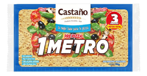 Masa Para Pre Pizza Rectangular 1 Metro Castaño 750gr