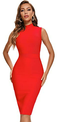 Hlbandage Sleeveless High Neck Sexy Women Rayon Midi Bodycon