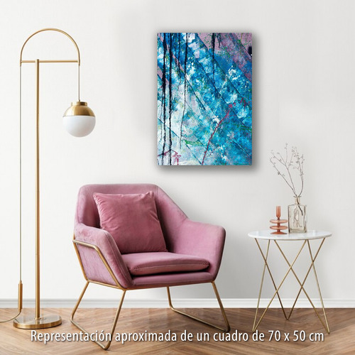 Cuadro Arte Abstracto 70x50cm Impreso En Lienzo Canvas Azul Turqueza