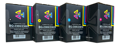 Kit 4x Toner Para Hp 230x Pro 4203dw Pro 4303fdw 4203 4303 Tinta Preto - Azul - Amarelo - Magenta