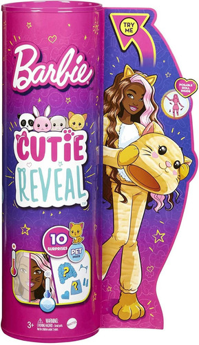 Muñeca Barbie Cutie Reveal Disfraz De Peluche De Gatito