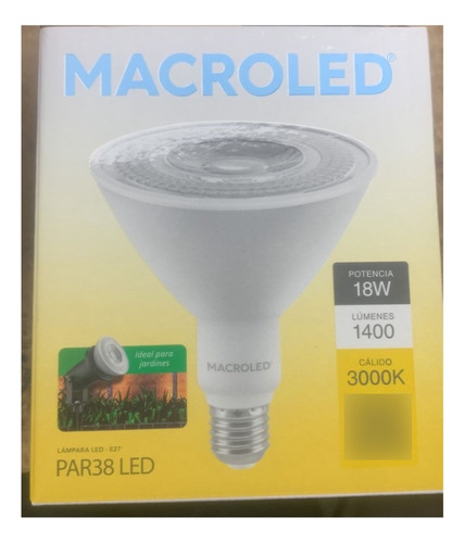 Lampara Led Par 38 18w Blanco Calido E27 220v Macroled 