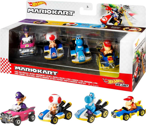 Hot Wheels Mario Kart, Paquete De 4 Autos, Vehículos