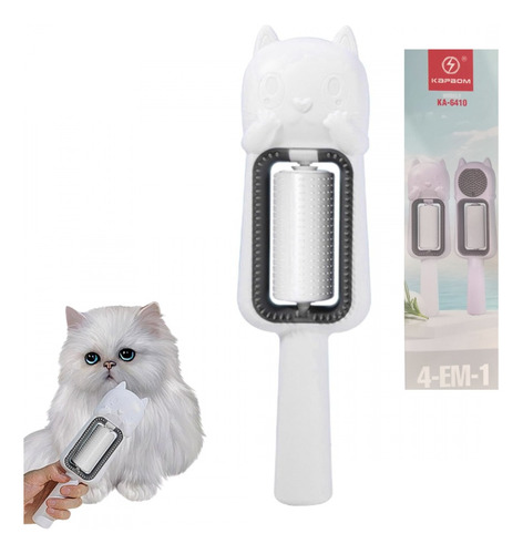 Escova Removedora De Pelos Gato Pets 4 Em 1 Kapbom Branco