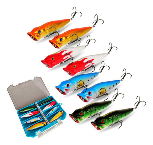 Fish Hooks Water Popper Top, 8 Unidades, Para Señuelos De Ag