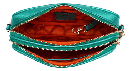 Bolso Para Mujer Mod. Ji2440 Marca Jaime Ibiza® Acabado De Los Herrajes Níquel Color Turquesa Correa De Hombro Turquesa Diseño De La Tela Lisa