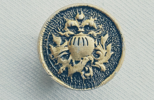 Botão Em Metal Dourado Com Desenho De Um Brasão - Ab Dourado Liso (Usado)