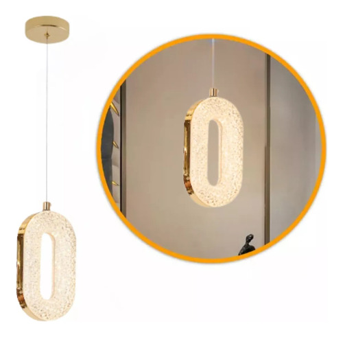 Lustre Dourado Led Qd05168 3000k 8w Teto Sindora