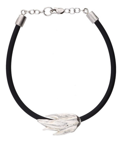 Pulsera Unisex De Caucho Con Dije Plata 925 Gayatri